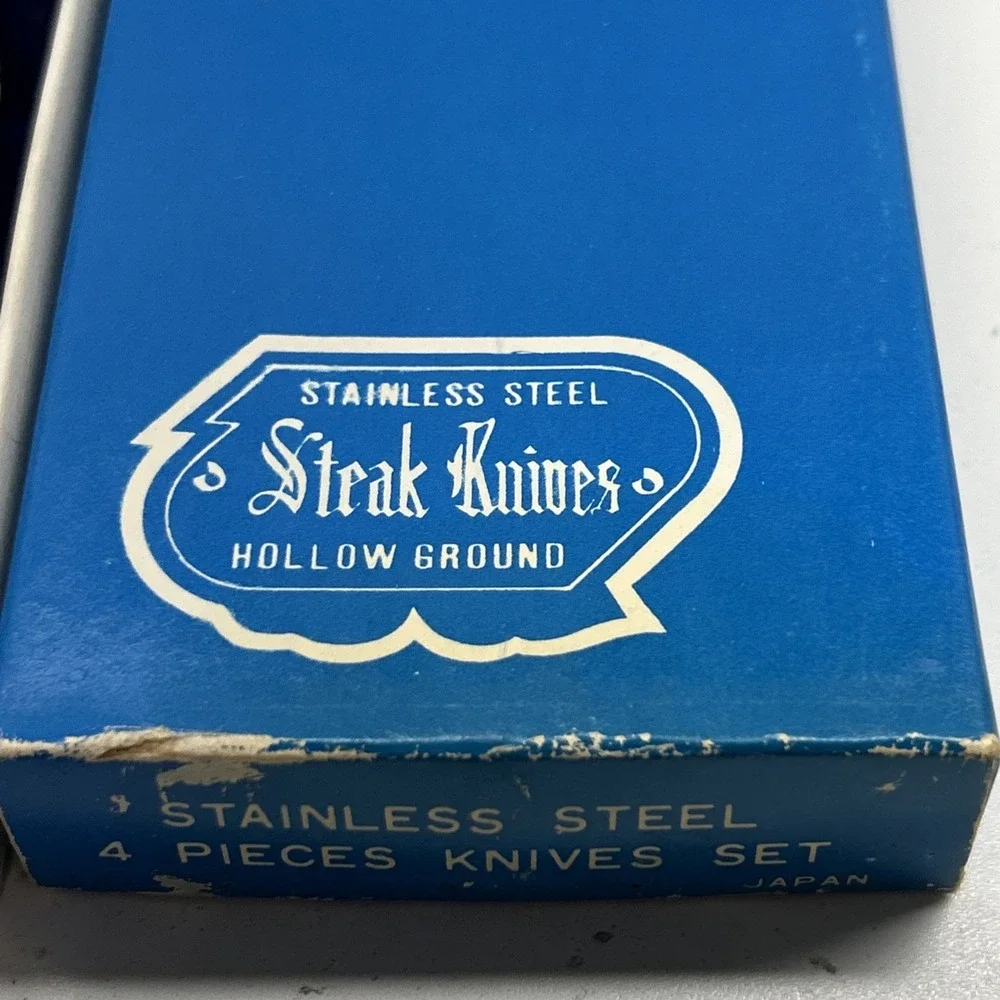 Vintage Steak Knives Hollow Ground Made In Japan‎ Stainless Steel Set Of 4 NOS